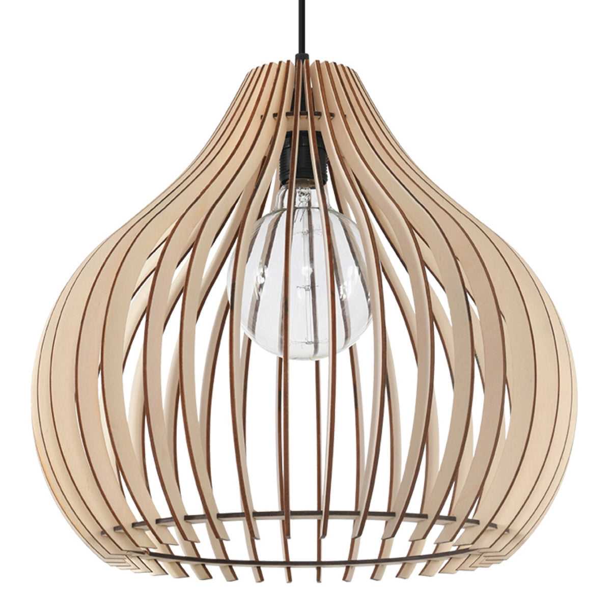 Aprilla Wood Pendant Lampshade Scandinavian Style Ceiling Mount Wood Pendant Lighting Lamp Shade with E27 Base