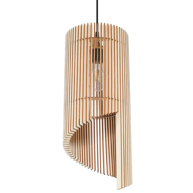 Alexia Wood Pendant Lampshade Scandinavian Style Ceiling Mount Wood Pendant Lighting Lamp Shade with E27 Base