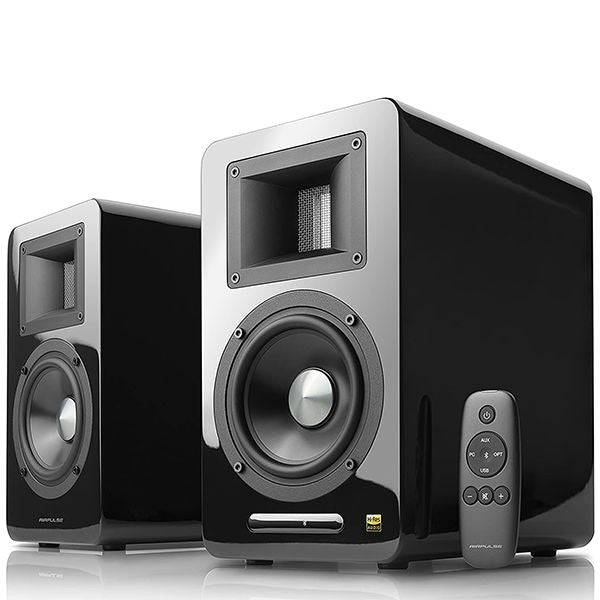 a picture audio technica's Black bluetooth Hi-Res Speaker System with a remote  