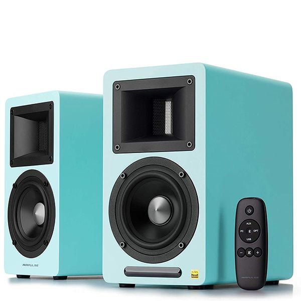 AIRPULSE A80 High Res Audio Certified 100W Active Bookshelf Speakers - Blue