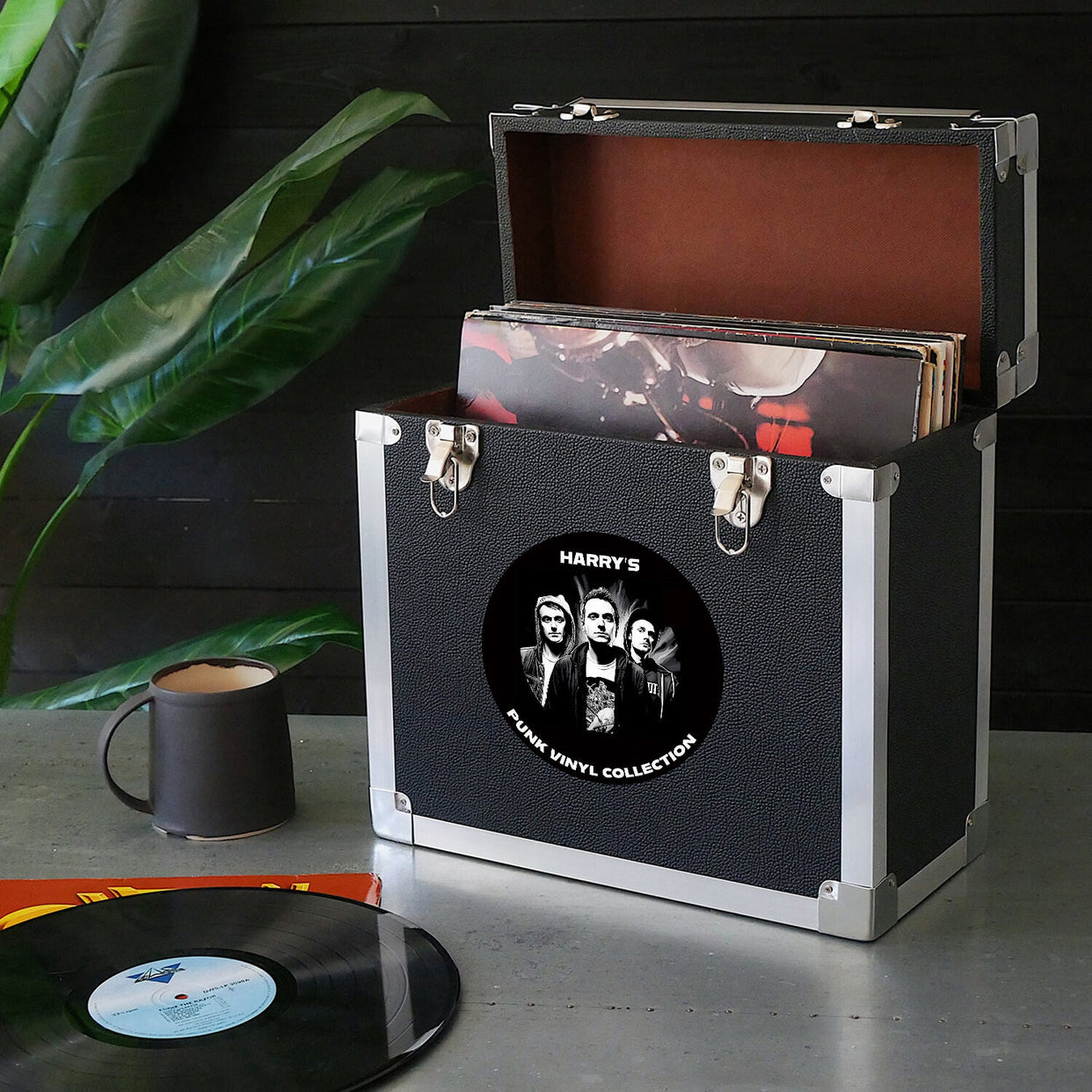 Personalised Punk Inspired Record Vinyl Storage Box - 12 inch - Multiple Colours - Stores up to 50 records