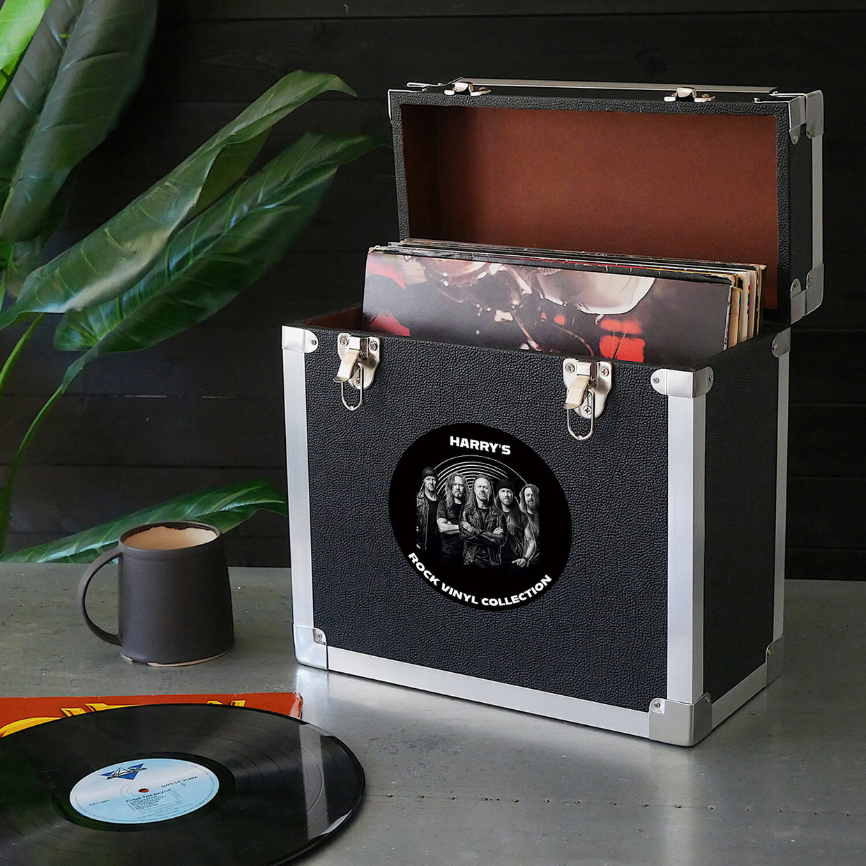 Personalised Rock Record Vinyl Storage Box - 12 inch - Multiple Colours - Stores up to 50 records