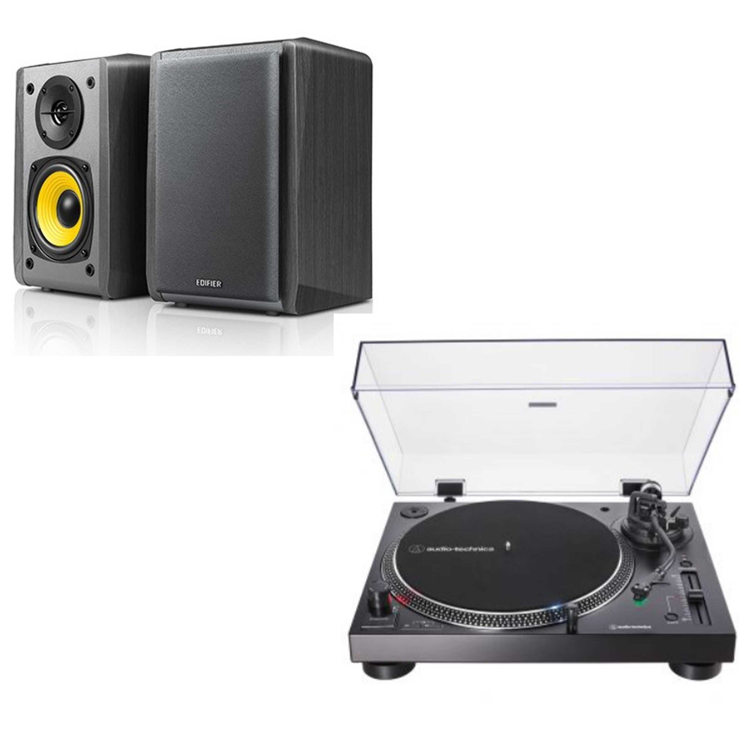 Audio-Technica AT-LP120XUSB Turntable with Pitch Control and Edifier R1010BT Black Active Bluetooth Speaker Bundle