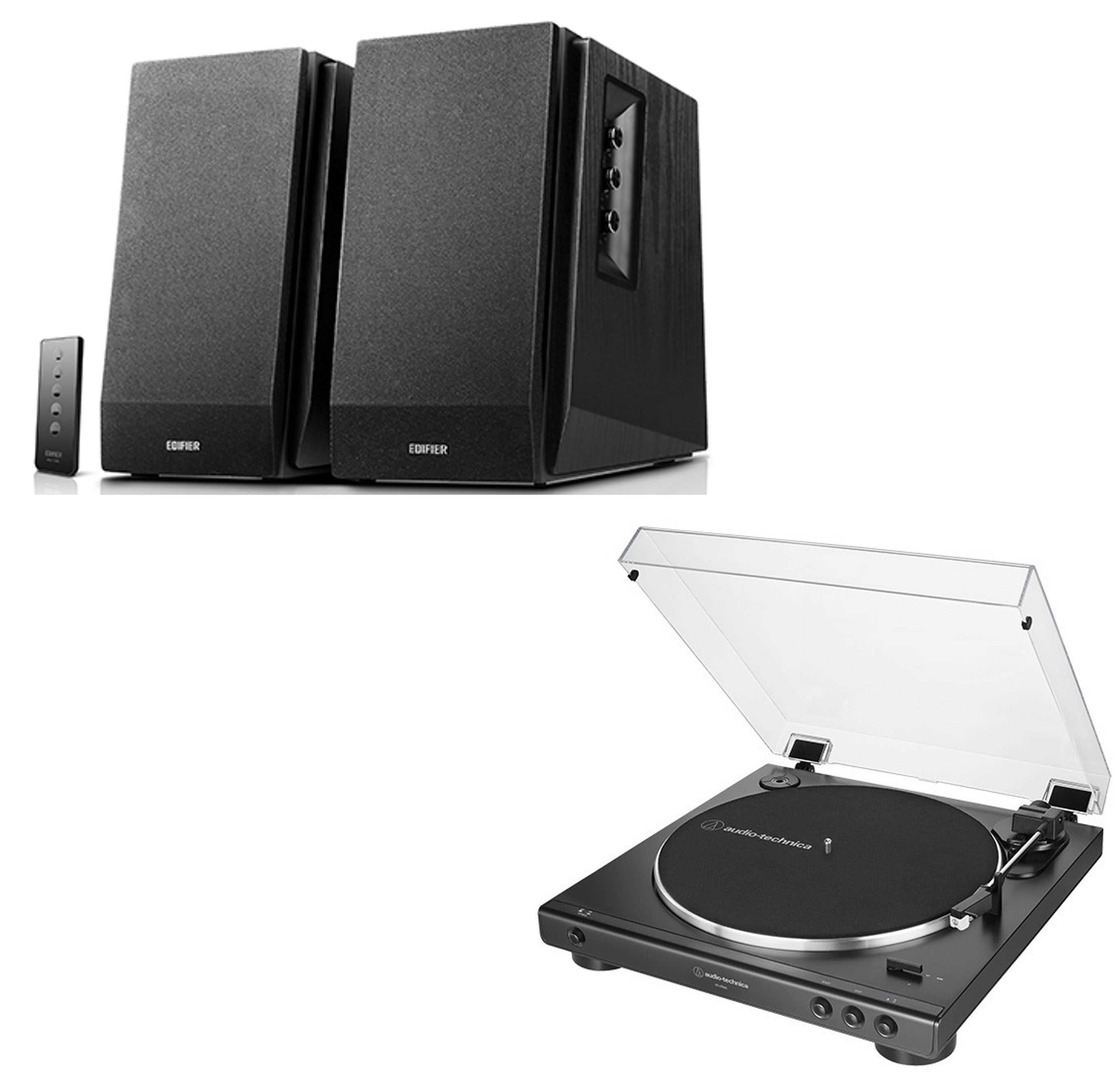 Audio-Technica AT-LP60X Turntable and Edifier R1700BT Bluetooth Black Active Speaker Bundle
