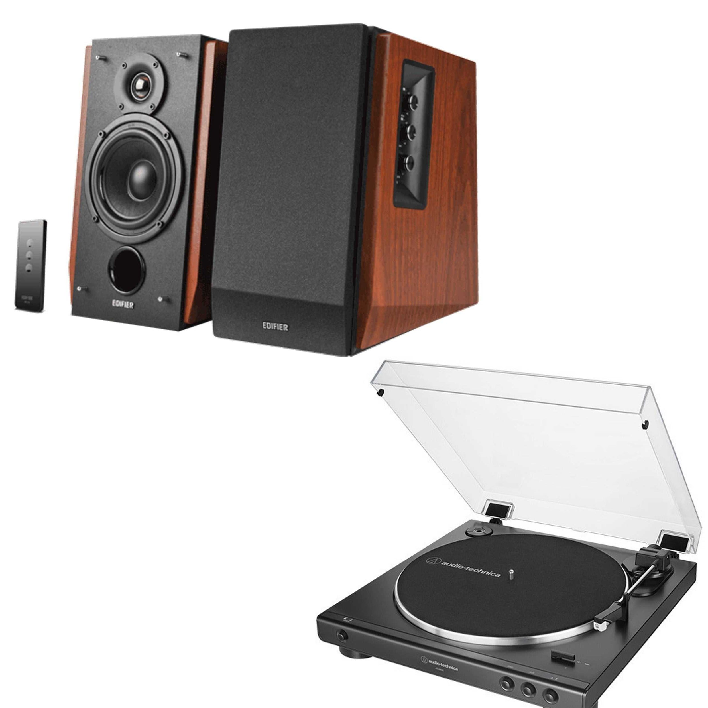Audio-Technica AT-LP60XUSB Turntable and Edifier R1700BT Bluetooth Wood Active Speaker Bundle
