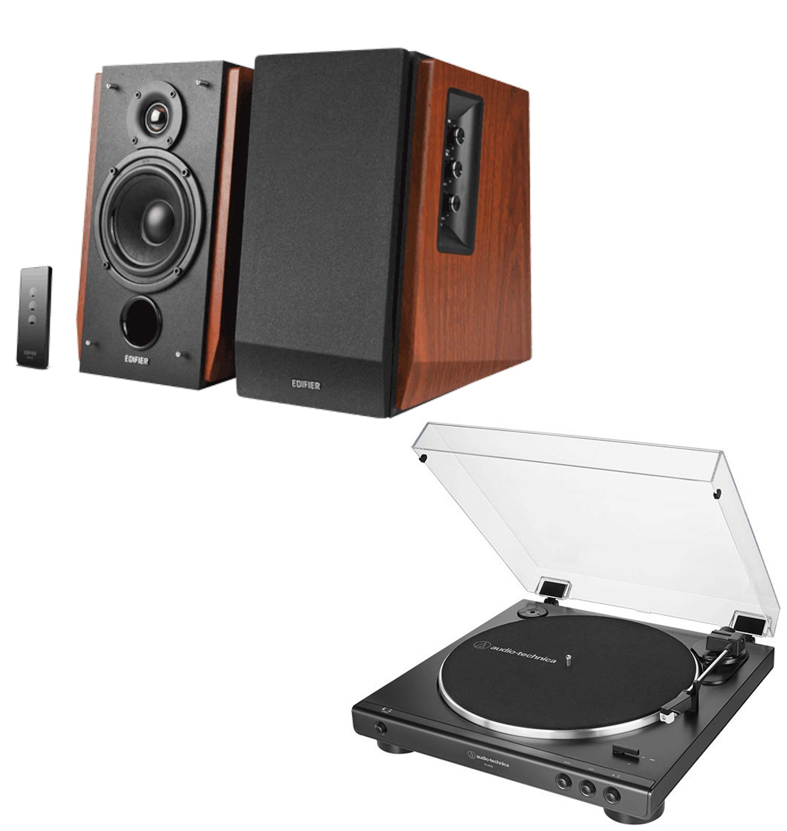 Audio-Technica AT-LP60XUSB Turntable and Edifier R1700BT Bluetooth Wood Active Speaker Bundle