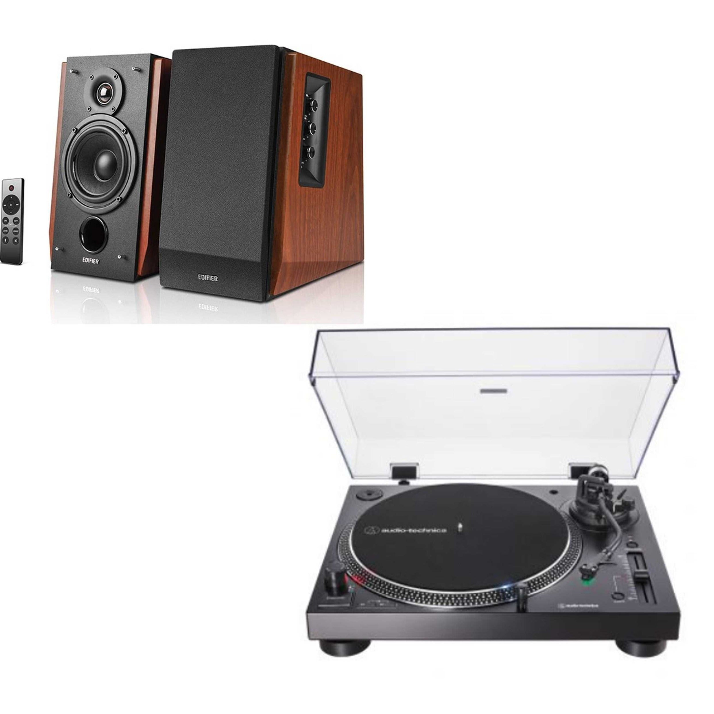 Audio-Technica AT-LP120XUSB Turntable with Pitch Control and Edifier R1700BTs Wood Active Bluetooth Speaker Bundle
