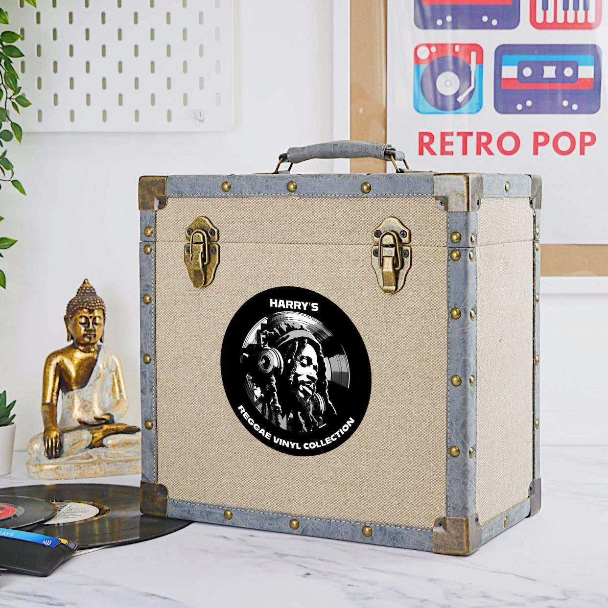 Personalised Reggae Record Vinyl Storage Box - 12 inch - Multiple Colours - Stores up to 50 records