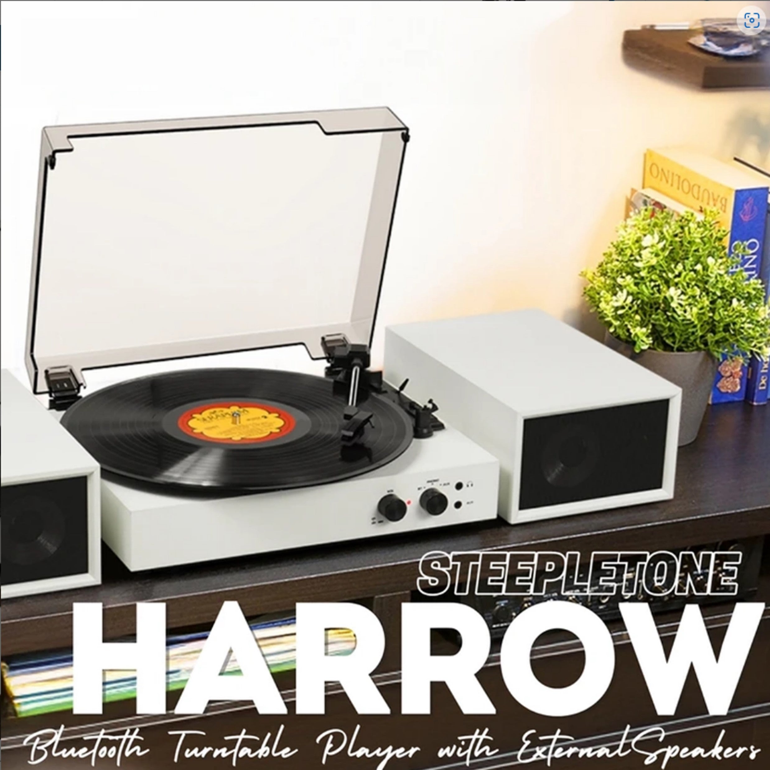 Steepletone Harrow Record Player 3-Speed Turntable with Bluetooth & PC Recording