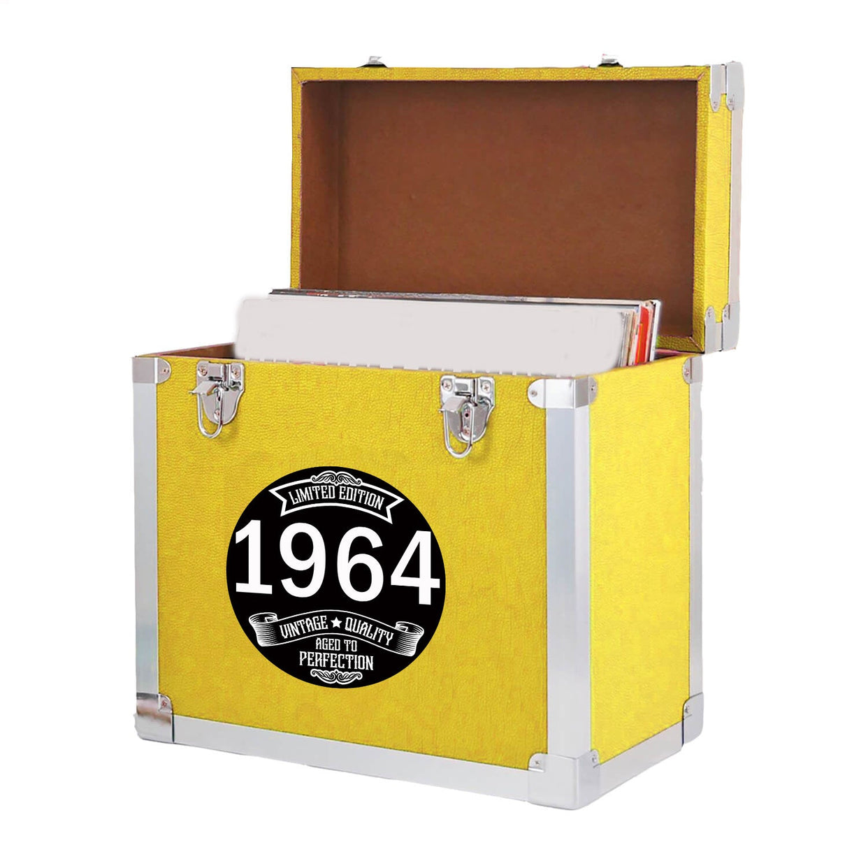 Personalised Vintage Age Themed Record Vinyl Storage Box - 12 inch - Multiple Colours - Stores up to 50 records