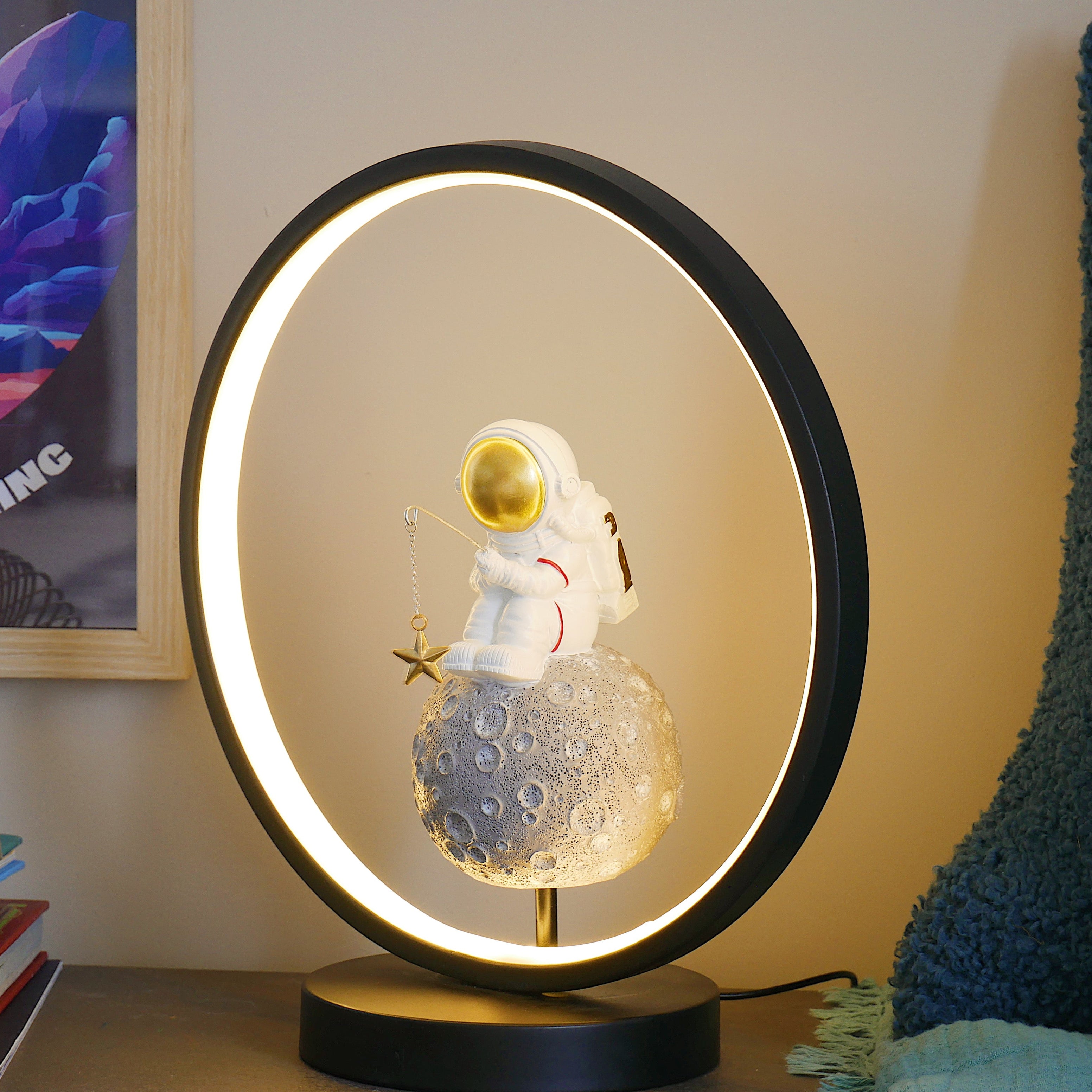 PACK OF 2 - Astro Catch Astronaut figurine LED Ring Bedside Lights