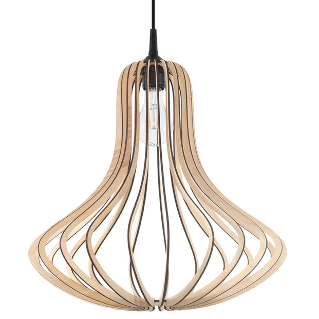 Elza Wood Pendant Lampshade Scandinavian Style Ceiling Mount Wood Pendant Lighting Lamp Shade with E27 Base