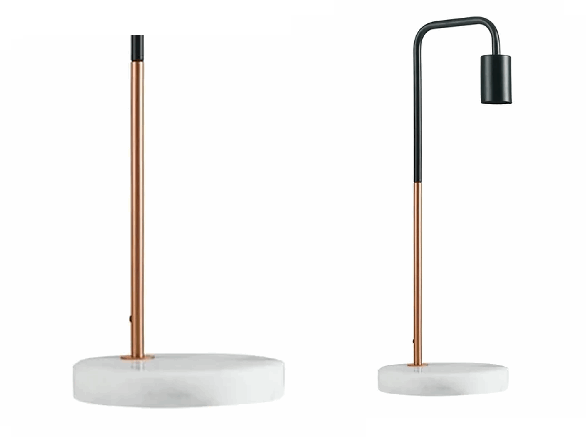 Table Lamp with Marble Base - Copper Stem - Compatible with E27 Edison Screw Fitting Bulb