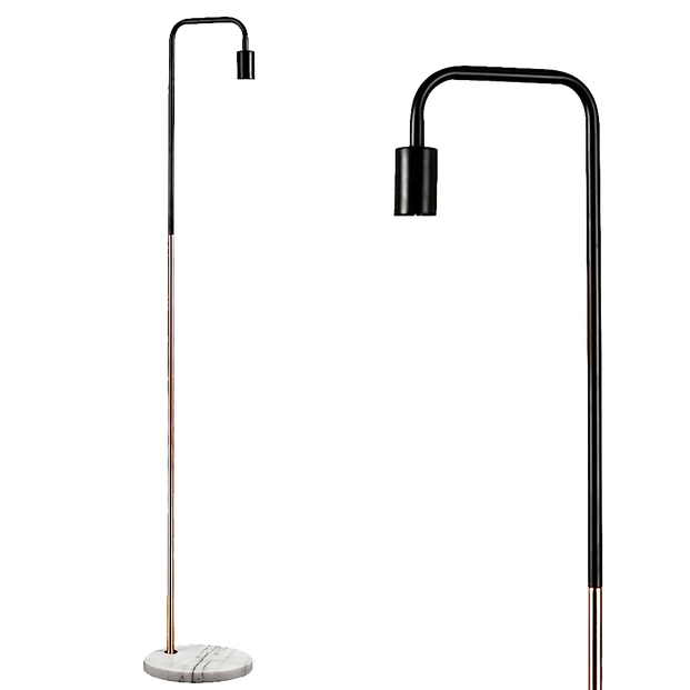 Floor Standing Lamp with Marble Base - Copper Stem - Compatible with E27 Edison Screw Fitting Bulb