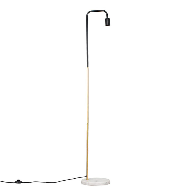 Floor Standing Lamp with Marble Base - Gold Stem - Compatible with E27 Edison Screw Fitting Bulb