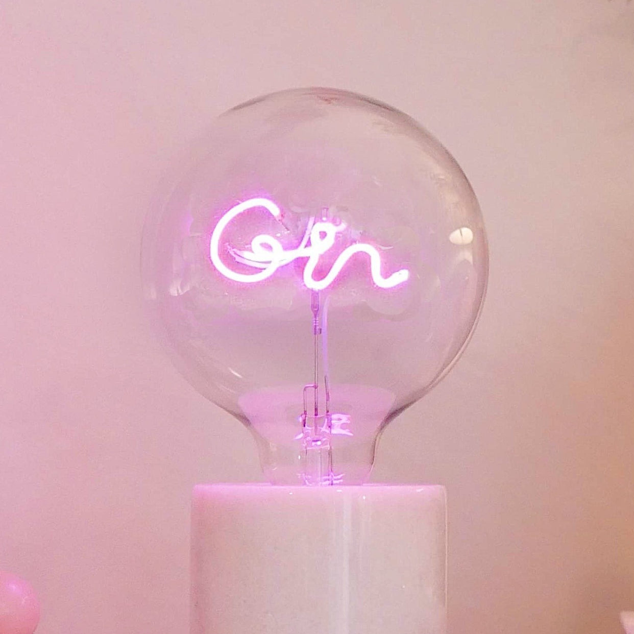 GIN Pink LED Light Bulb - Screw Down Table Top Fitting - E27 Edison Dimmable