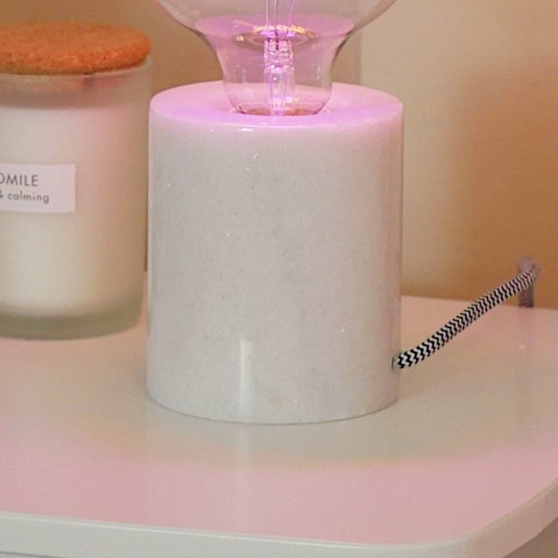 Lámpara de mesa de mármol - Blanco - Compatible con bombilla E27 Edison con rosca