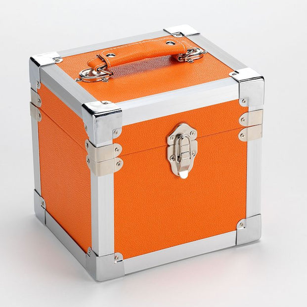 Caja de almacenamiento de vinilo para discos - 7 pulgadas - Vinilo naranja - Almacena hasta 50 discos