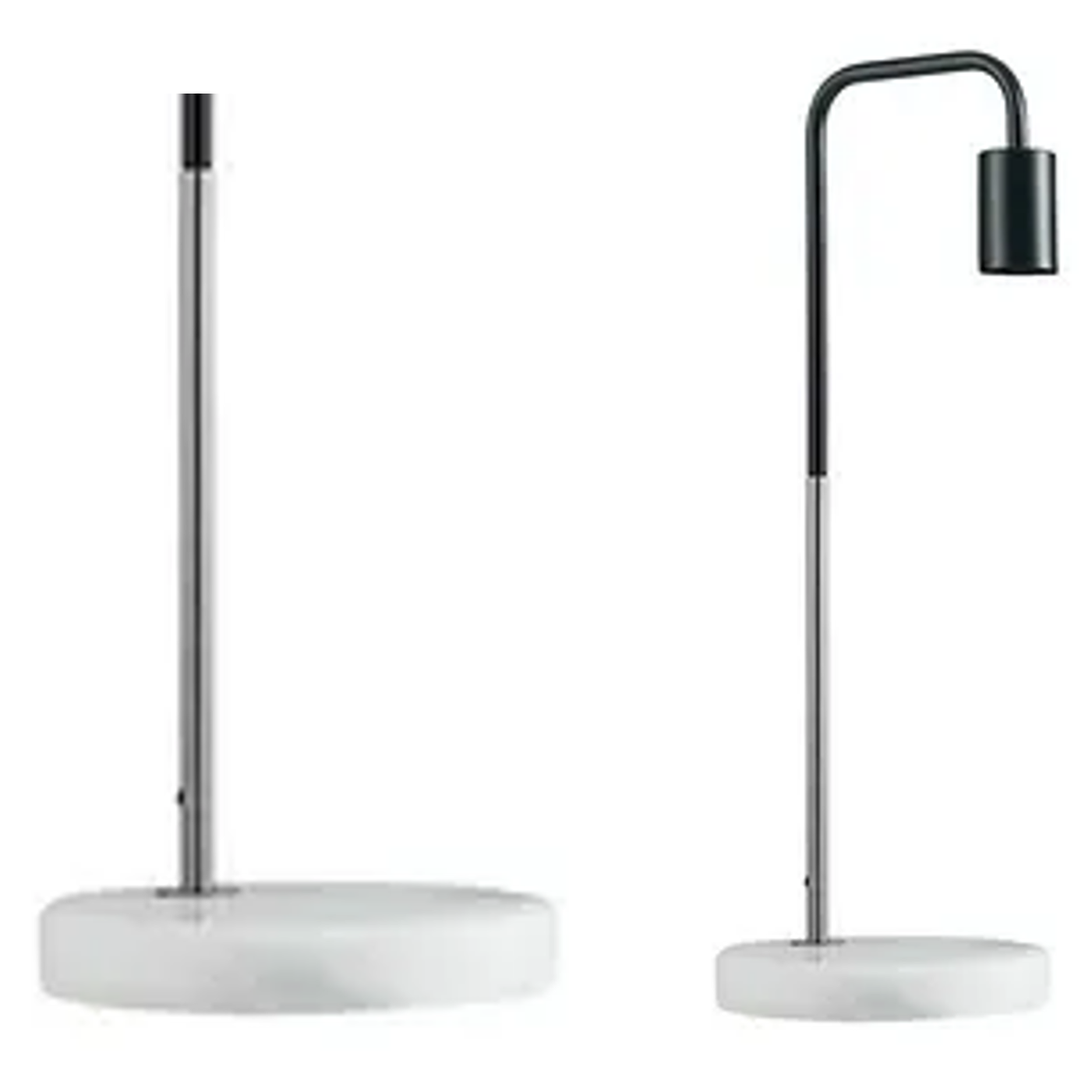 Table Lamp with Marble Base - Silver Stem - Compatible with E27 Edison Screw Fitting Bulb