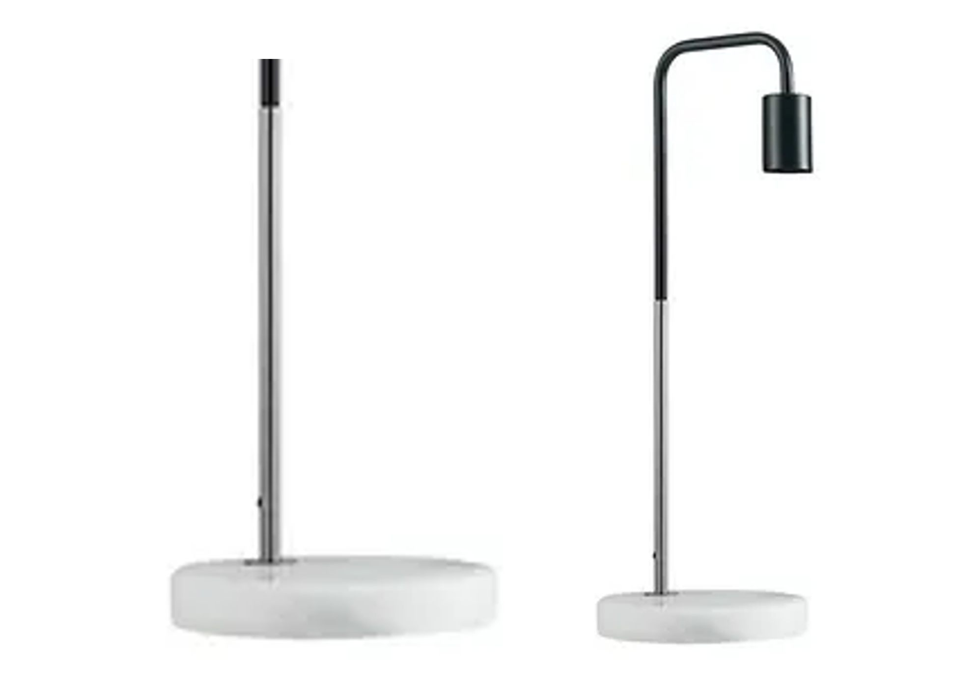 Table Lamp with Marble Base - Silver Stem - Compatible with E27 Edison Screw Fitting Bulb