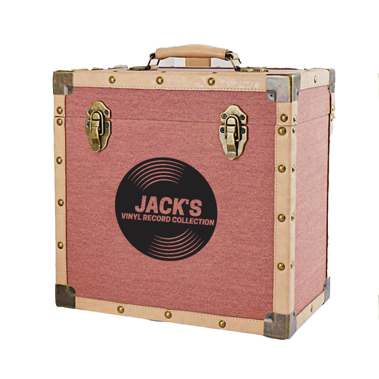 Personalised Music Record Vinyl Storage Box - 12 inch - Burgundy Cloth - Stores up to 50 records