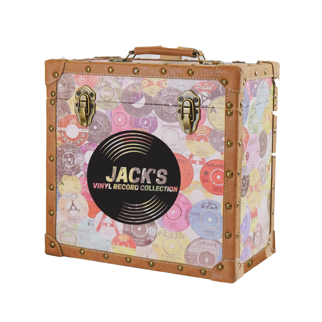 Personalised Music Record Vinyl Storage Box - 12 inch - Retro finish - Stores up to 50 records